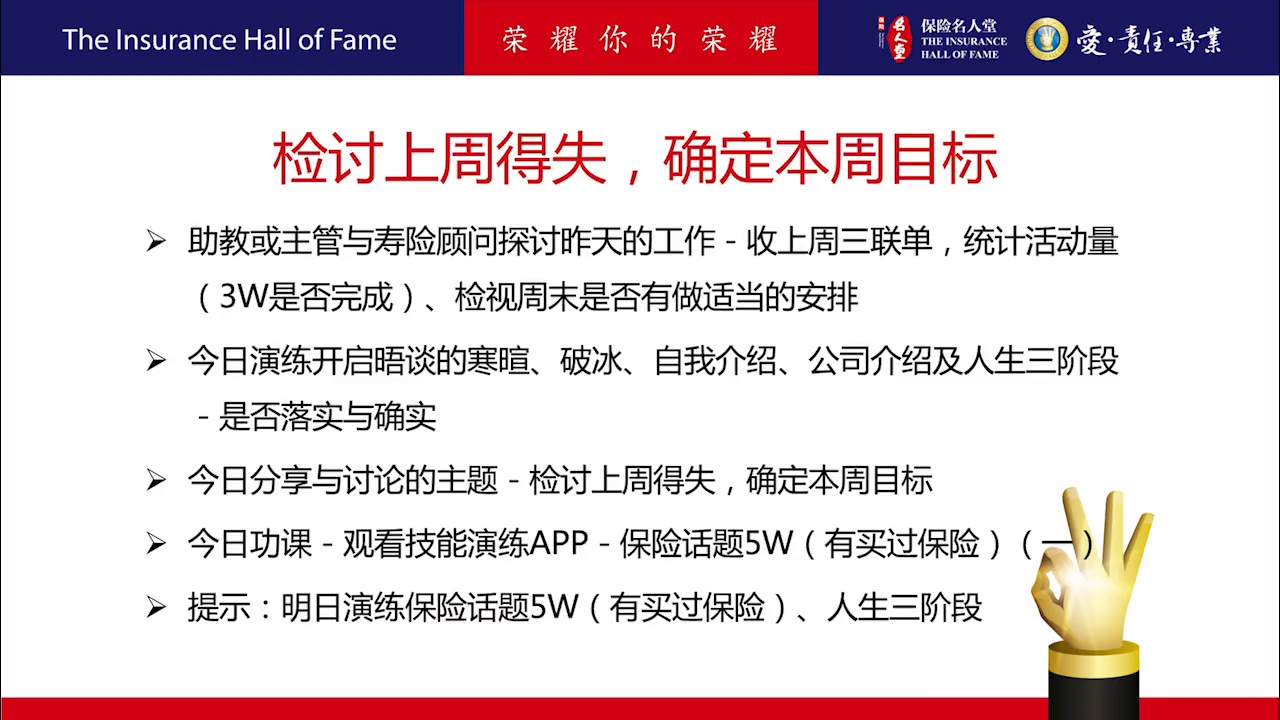 90天成功计划 第3周 周一 – 保险名人堂