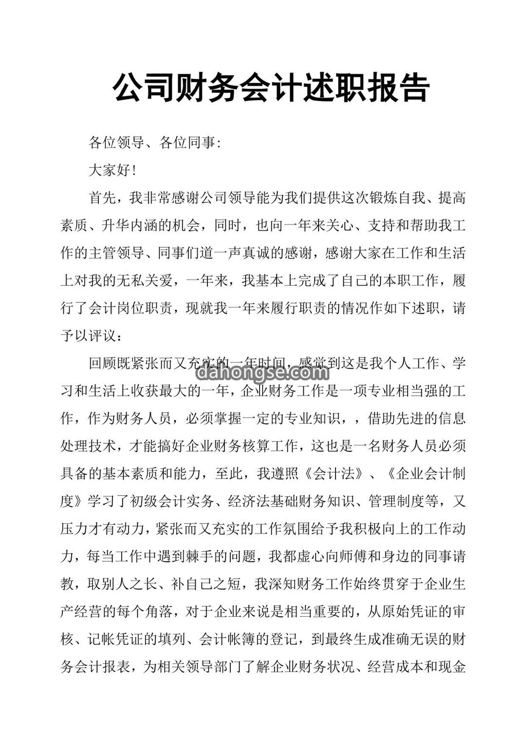 公司财务会计述职报告