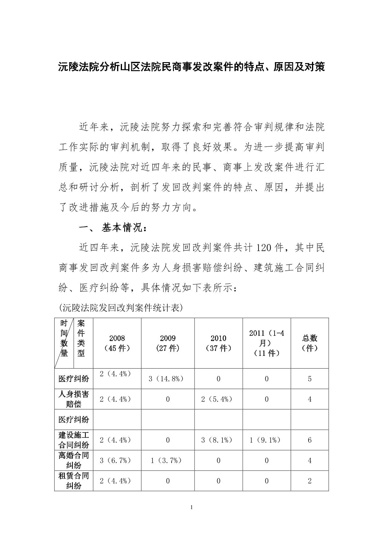 山区法院民商事发改案件存在的问题、原因及对策(修)