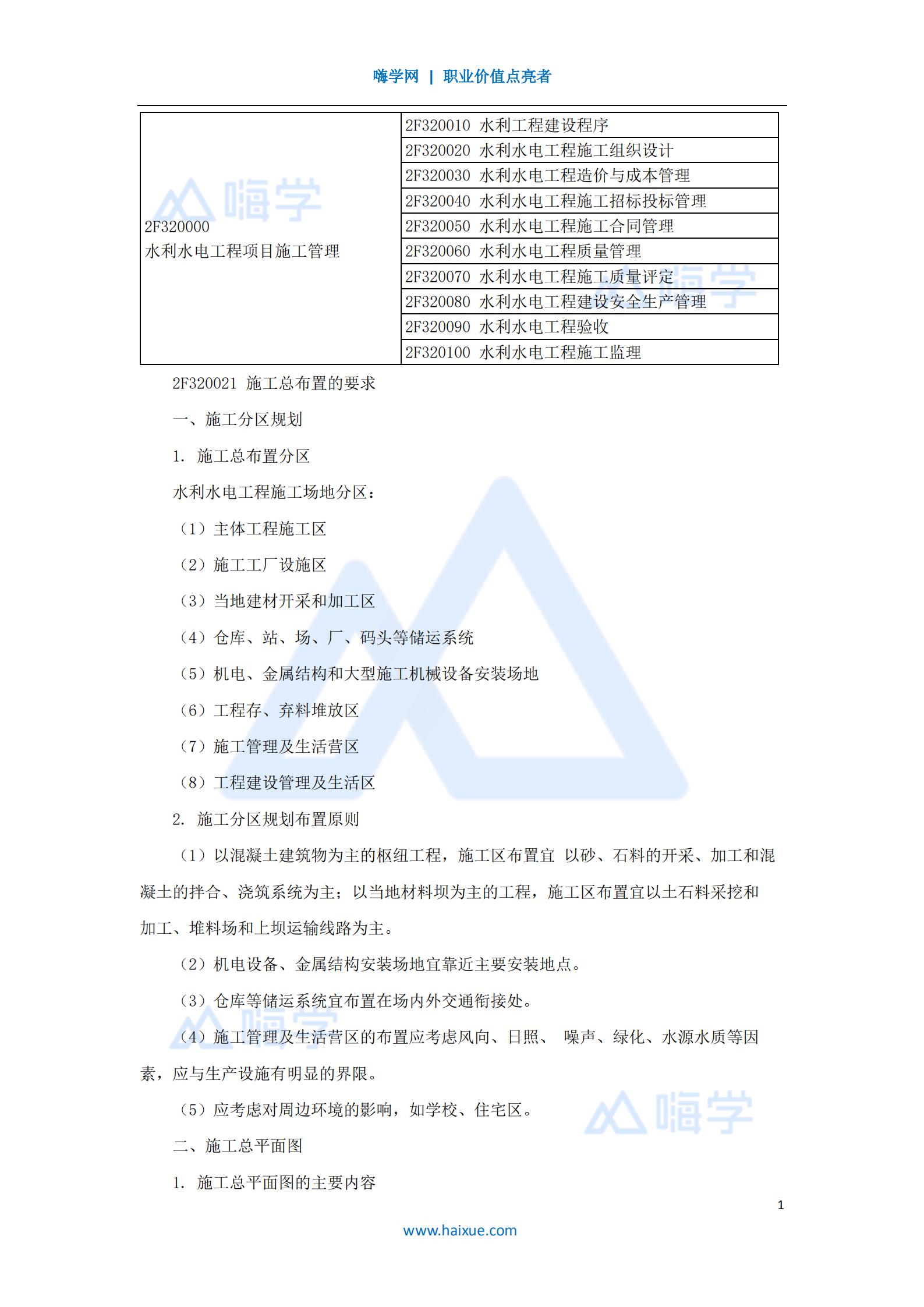 水利水电工程管理与实务施工组织设计1