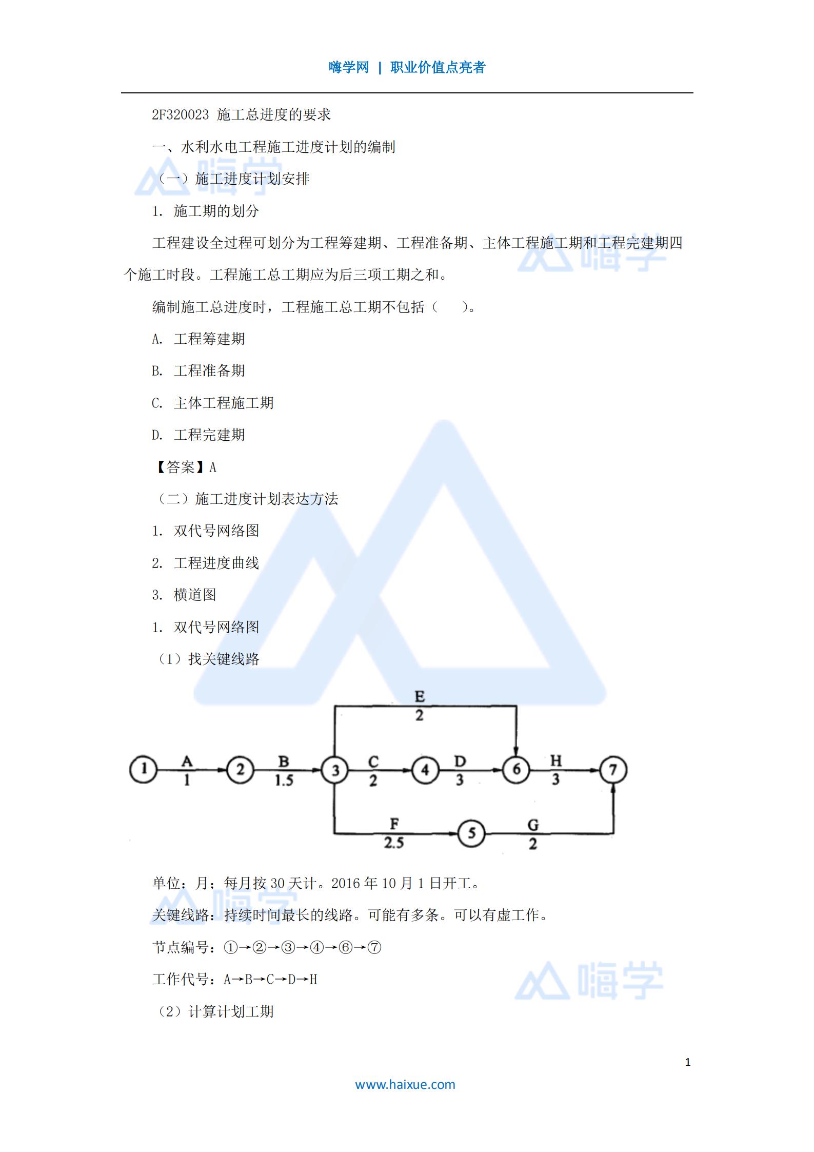 水利水电工程管理与实务施工组织设计2