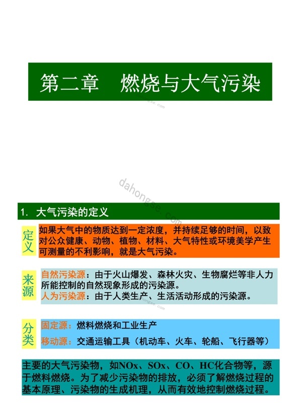 简版_2013第2章燃烧与大气污染