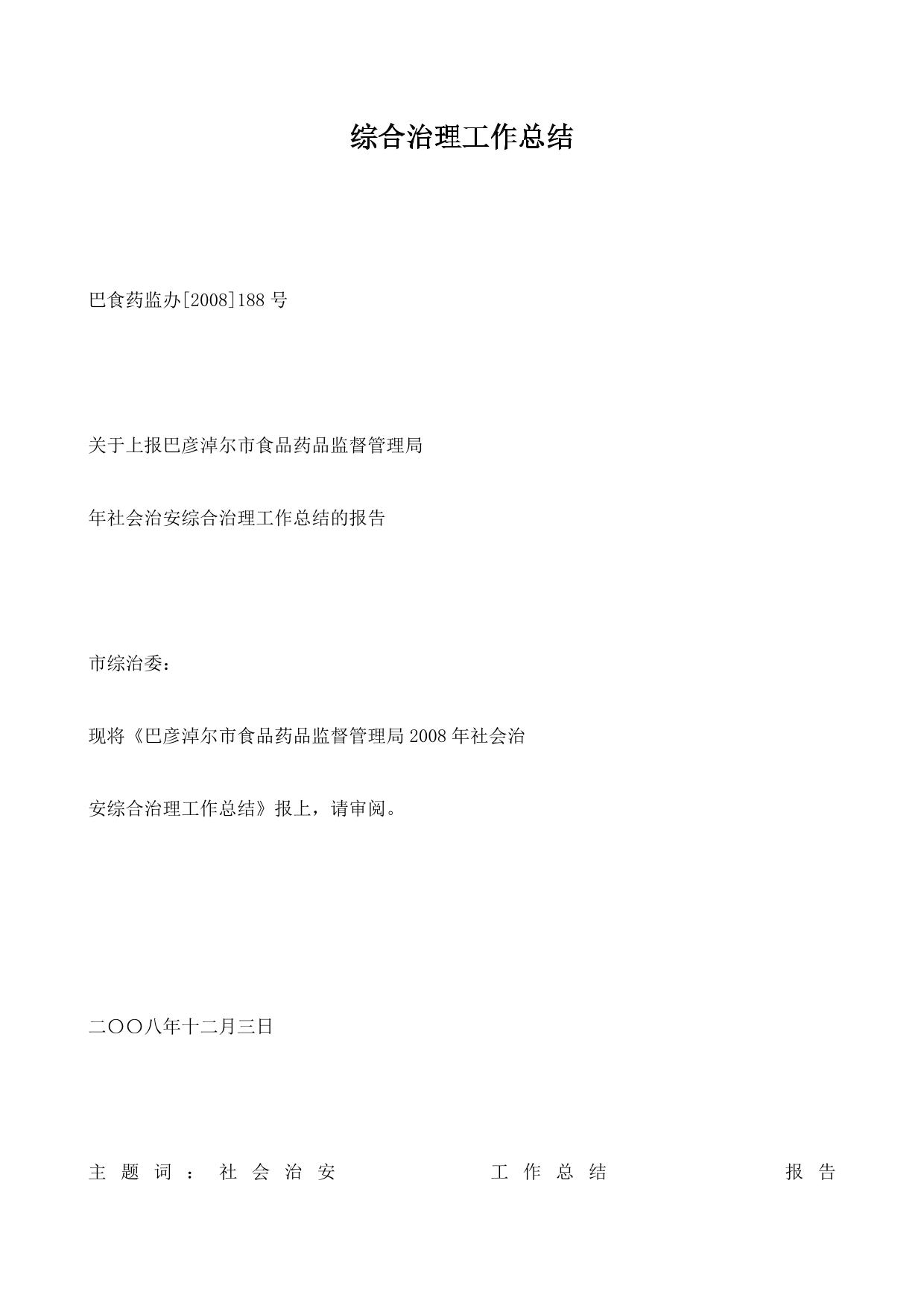 综合治理工作总结