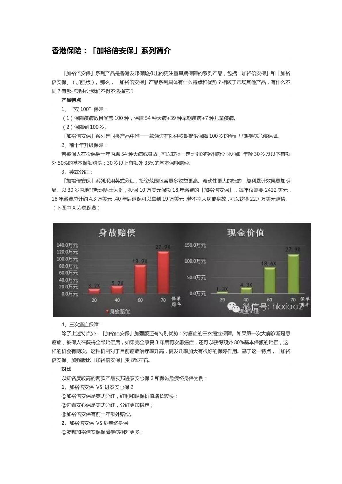 香港保险：「加裕倍安保」系列简介